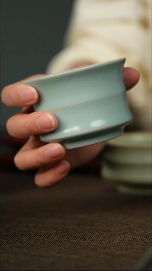 支钉烧 竹节杯 带底款