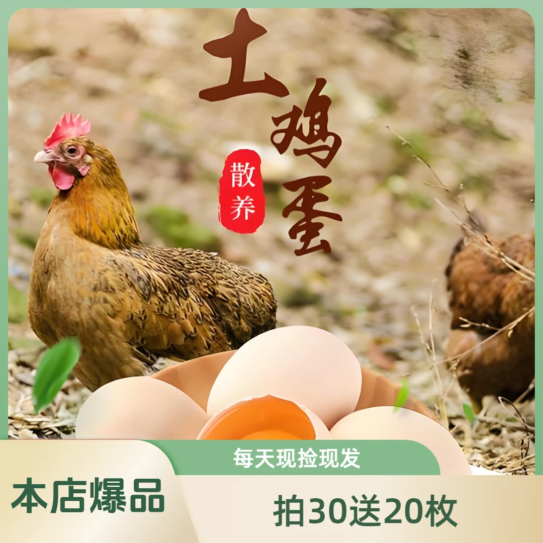 【圆通包邮】【直播间拍30枚送20枚】大山散养新鲜现捡营养初生大号土鸡蛋
