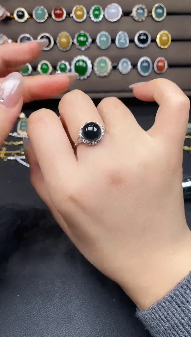 银S925镶嵌戒指翡翠543789