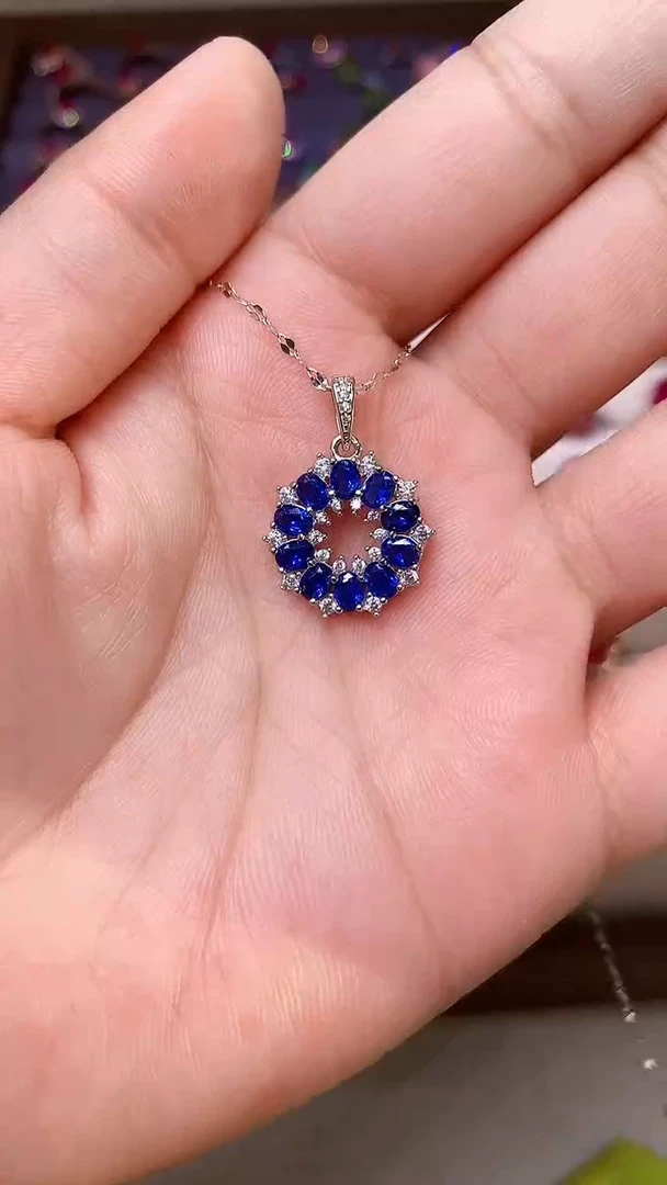 【闪购商品】蓝宝石颈饰银S925镶嵌000