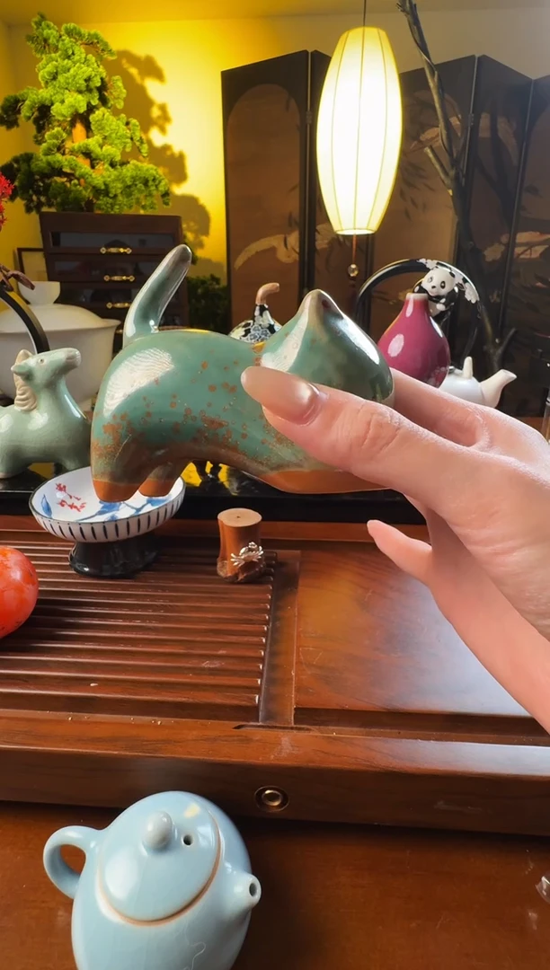 【钧窑】绿趴猫