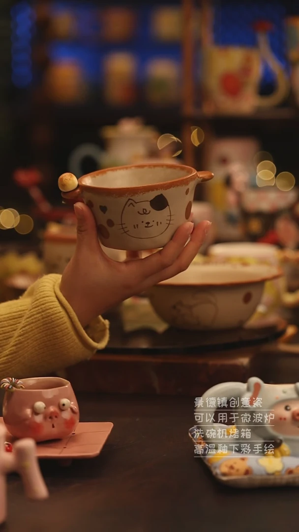陶瓷景德镇可爱陶瓷釉下彩绘设计师款