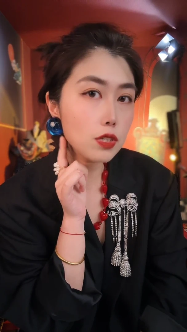 合金无合金无复古百搭透明宝蓝色大豆耳夹