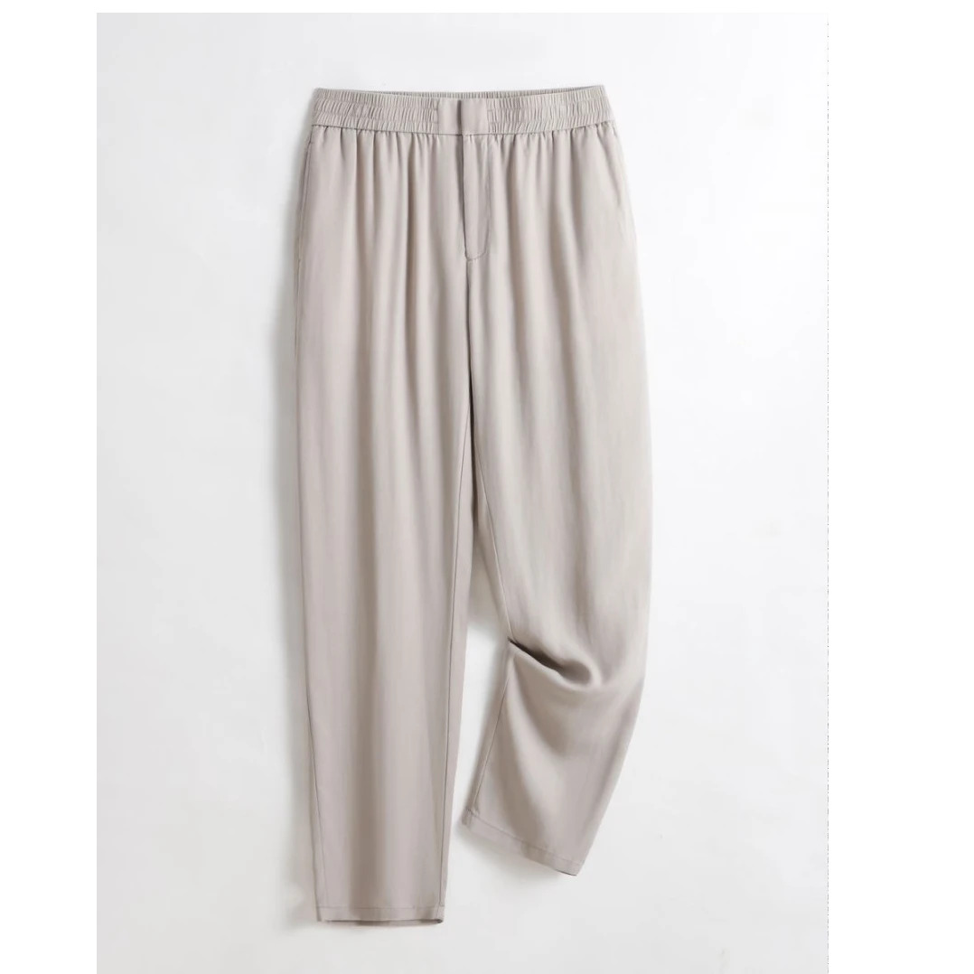 (JQ)25款灰标系列雾面砂洗莱赛尔亚麻混纺凉感轻薄男士直筒裤5901