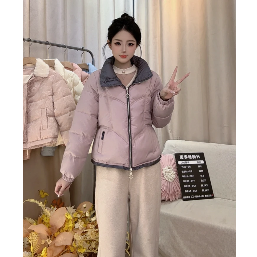 米奇自制【璀璨星空】2025冬季新款撞色拼接保暖显瘦洋气短款棉服