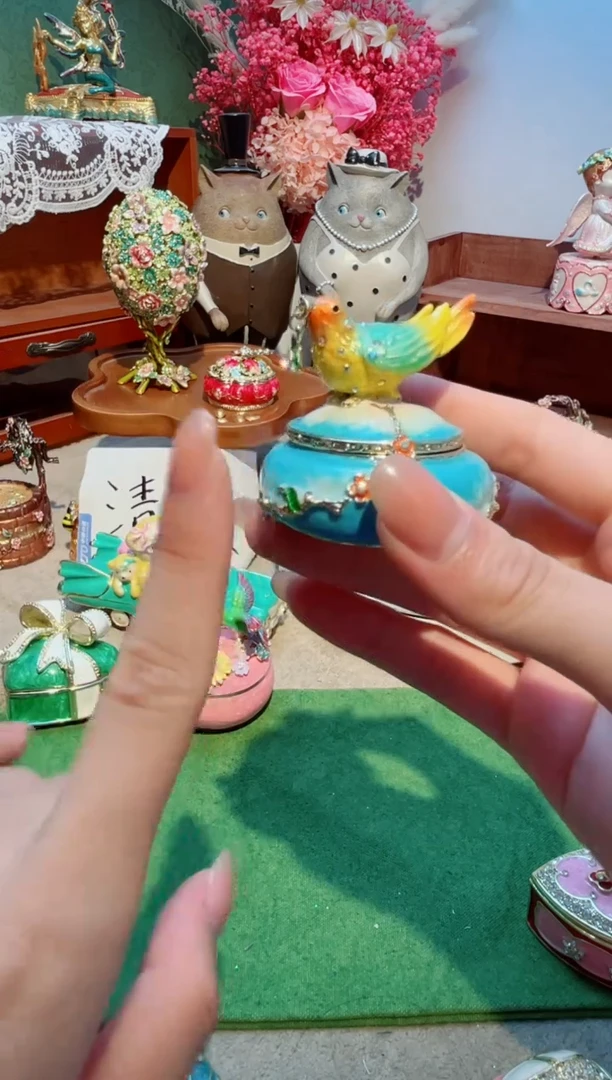 摆件 福利微瑕中古款高质珐琅彩合金摆件首饰盒