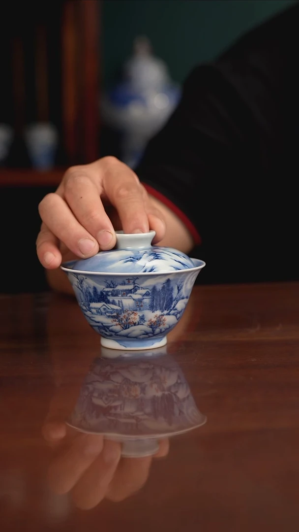 景琳藏青花北派山水