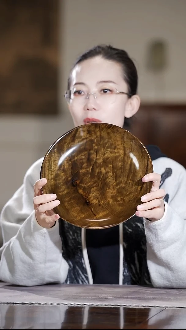 金丝楠075云彩纹圆盘果盘