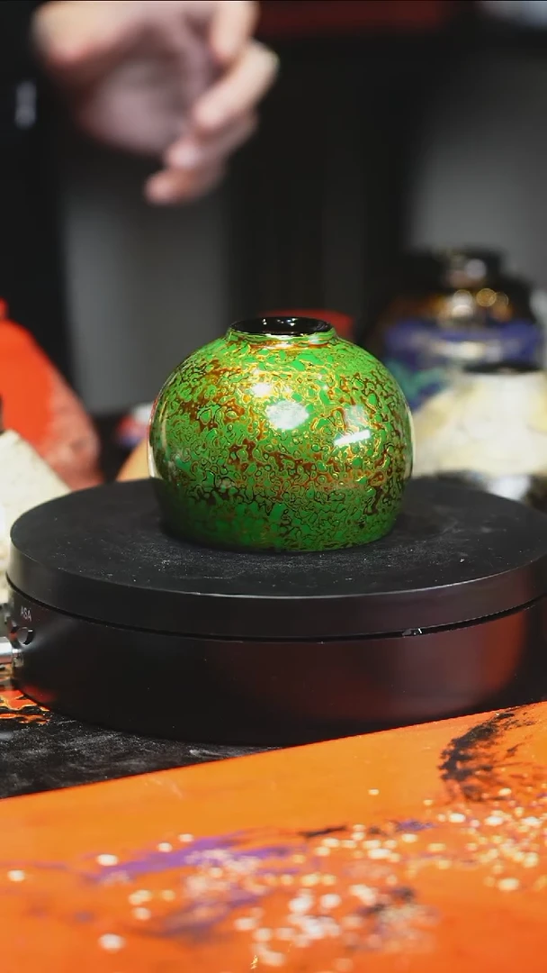 绿金色禅定杯大漆工艺