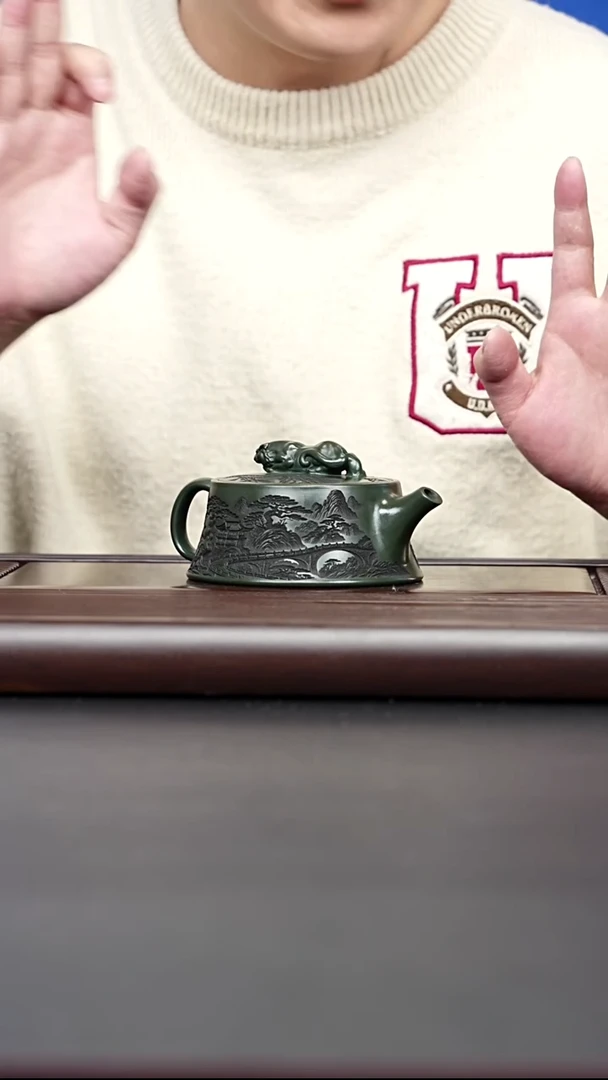 茶壶紫砂宜兴紫砂 卧虎藏龙一厂老墨绿 李三妹