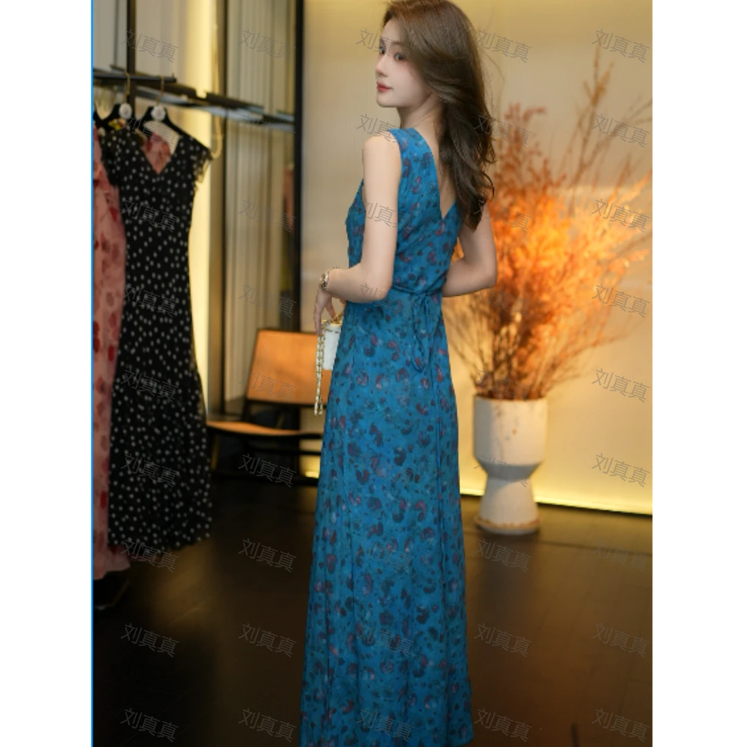 【刘真真微风蓝调】Z638 小野法式高品夏季休闲风显瘦连衣裙QC