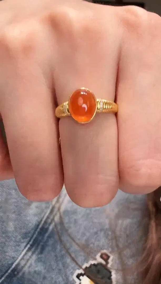 铂Pt950镶嵌戒指石榴石CE0760