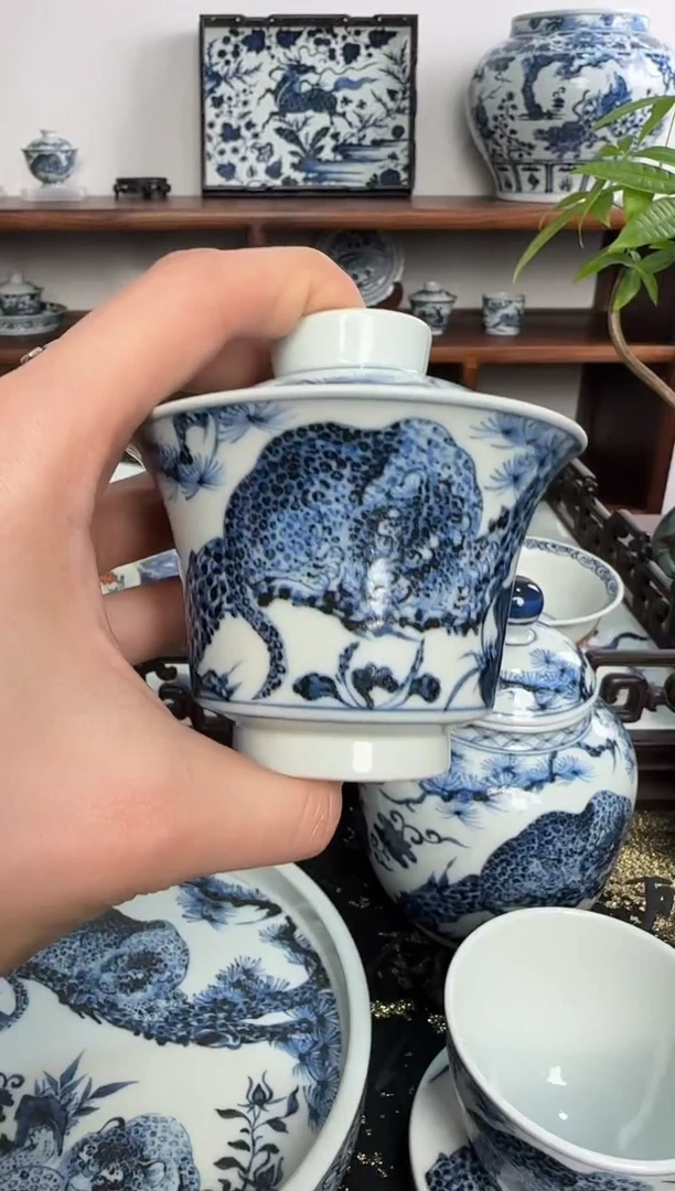 【闪购商品】盖碗含真藏古豹豹马蹄盖碗