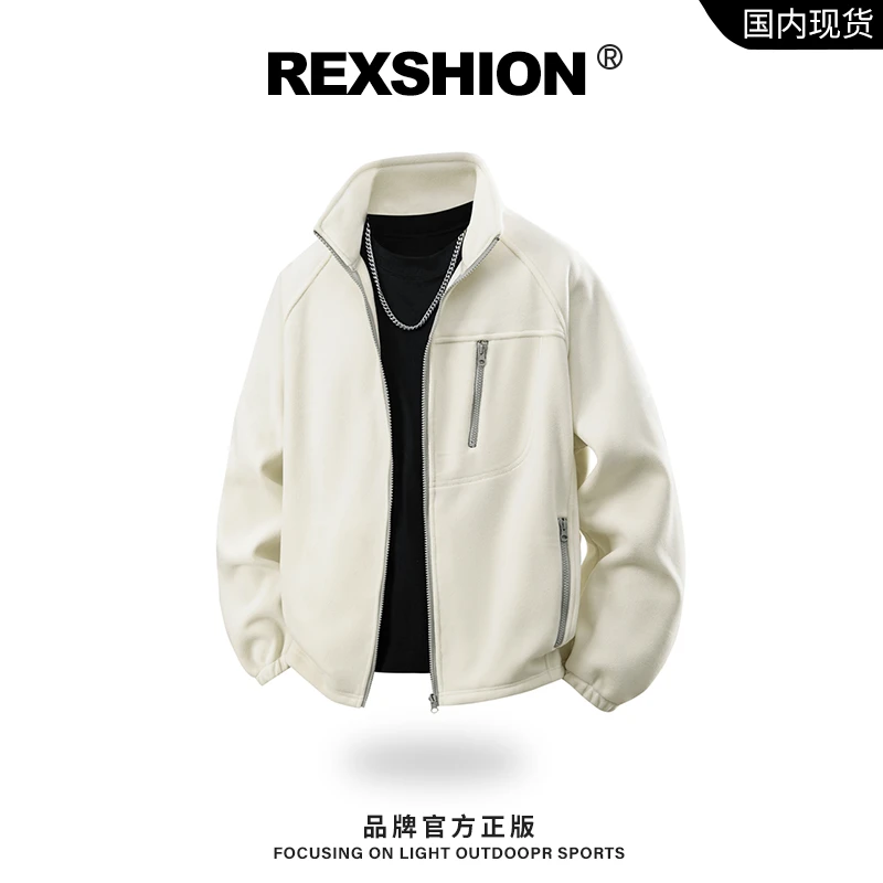 REXSHION秋季新款奥粒绒保暖立领棉致夹克男美式复古休闲宽松外套