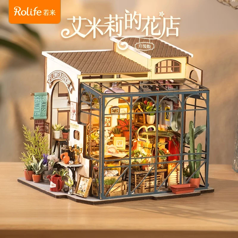 rolife/若来艾米莉花店手工diy小屋立体拼装房模型微场景积木玩具