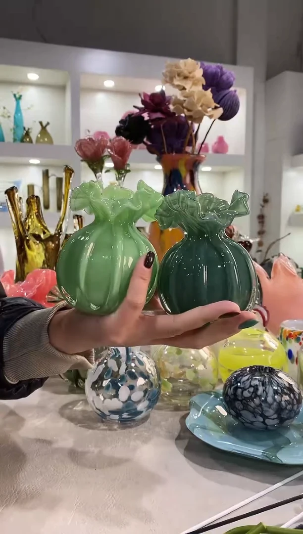 慕忆家手作琉璃花瓶一对