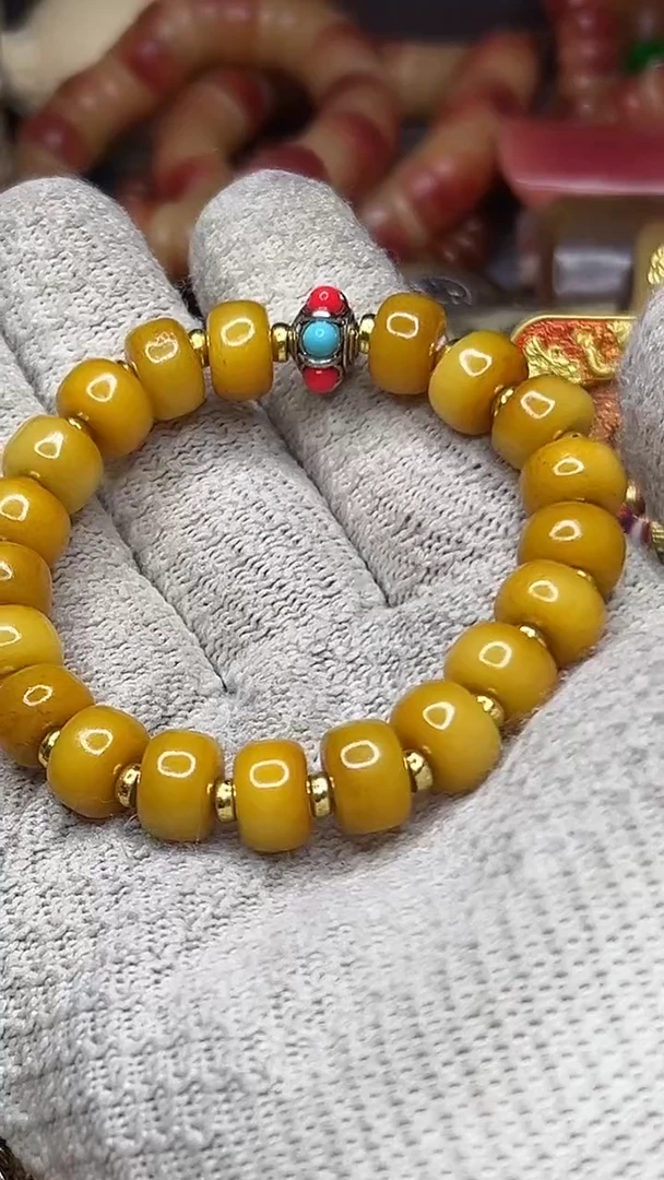 驼骨手串/手链1.2驼骨老料算盘珠红蓝