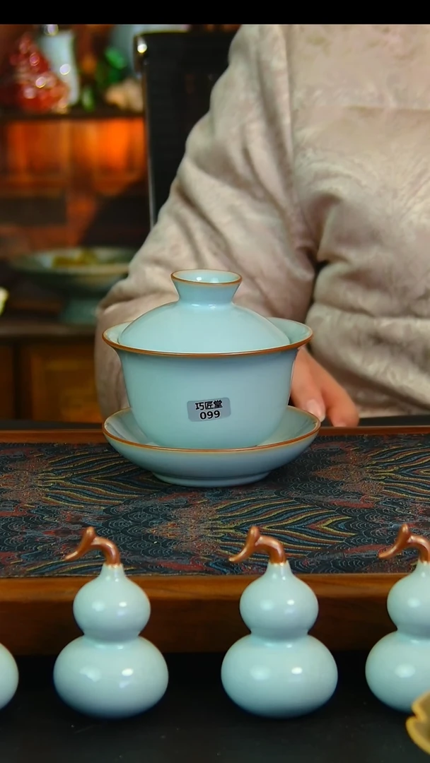 瓷片天青盖碗微瑕