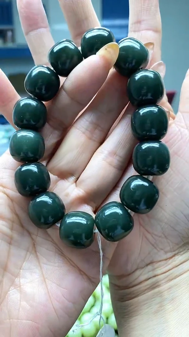 未镶嵌手串和田玉老型且末蓝冰瓷蓝16