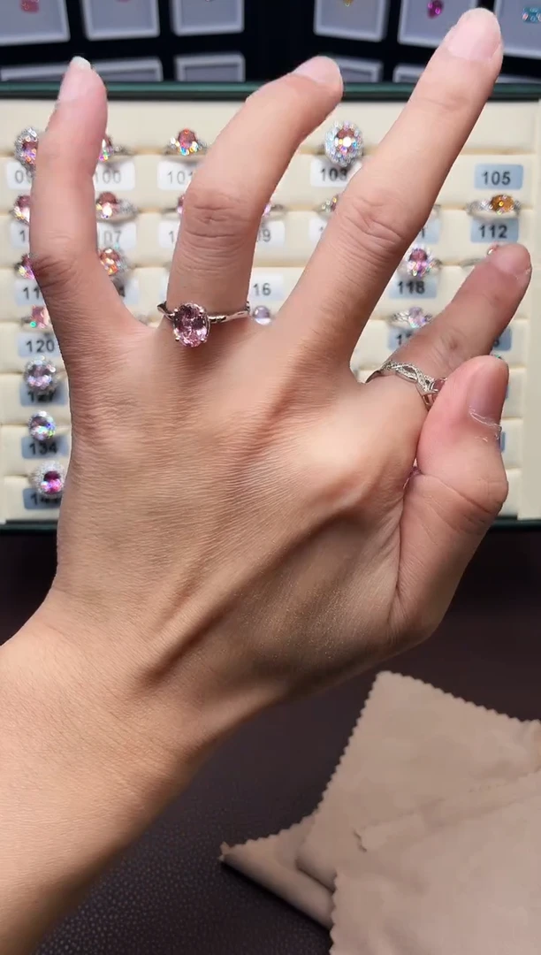 戒指彩色蓝宝石银S925镶嵌1