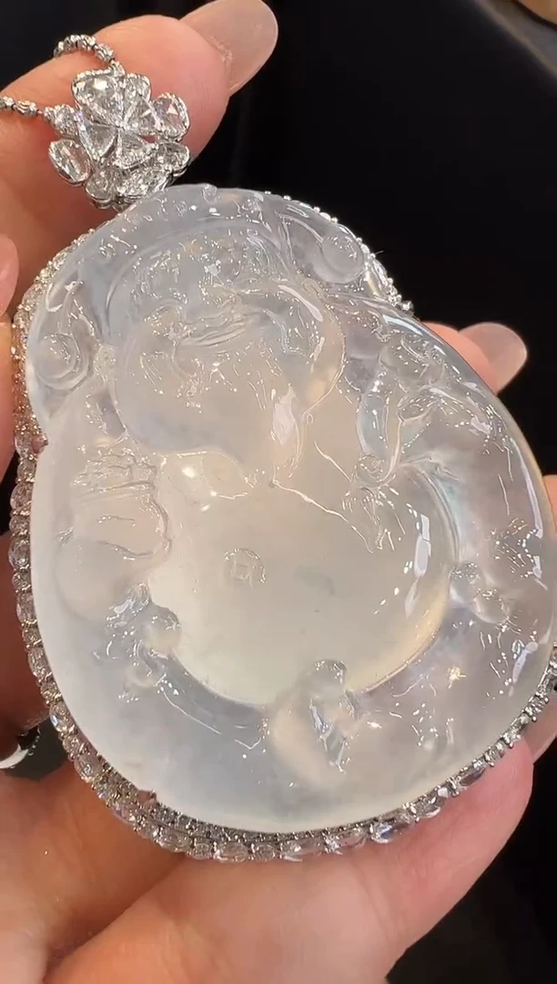 吊坠(不含链)18K金镶嵌翡翠吊坠