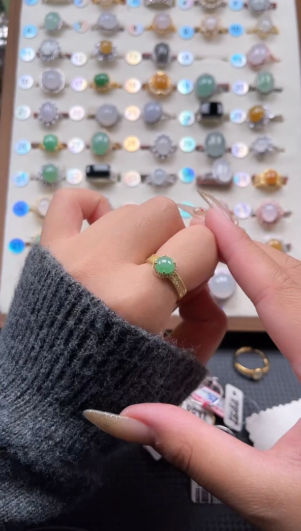 【闪购商品】翡翠戒指银S925镶嵌天然A货翡翠戒指