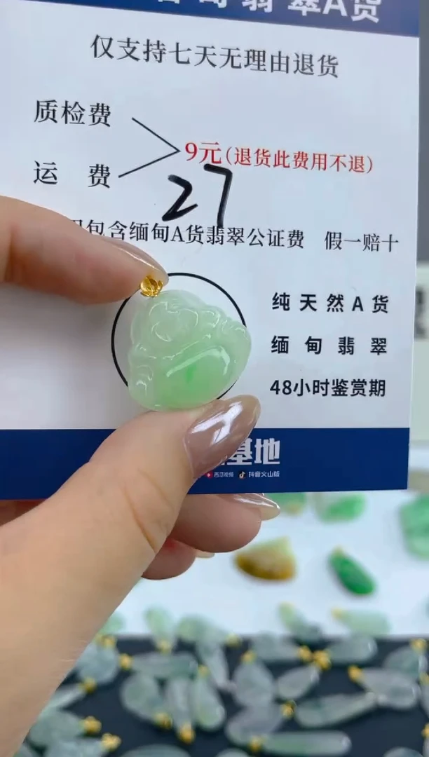 颈饰18K金镶嵌翡翠天然A货翡翠