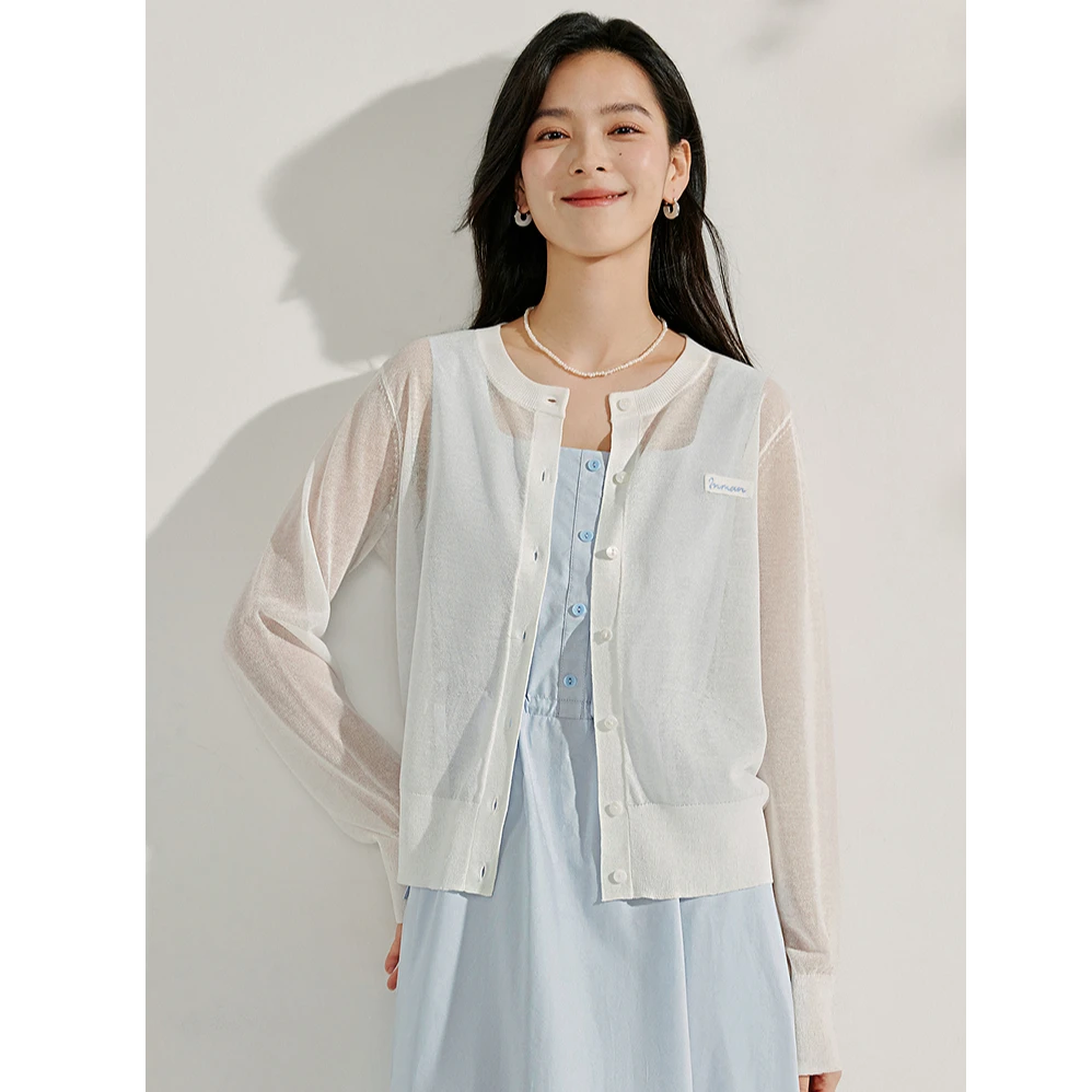 【欧若风新品】茵曼夏季自然凉薄款刺绣针织衫开衫18525627