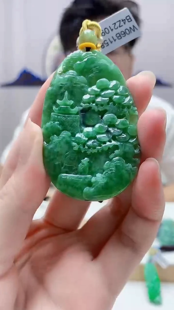 未镶嵌定制翡翠4688zm-毛货挂件山水55