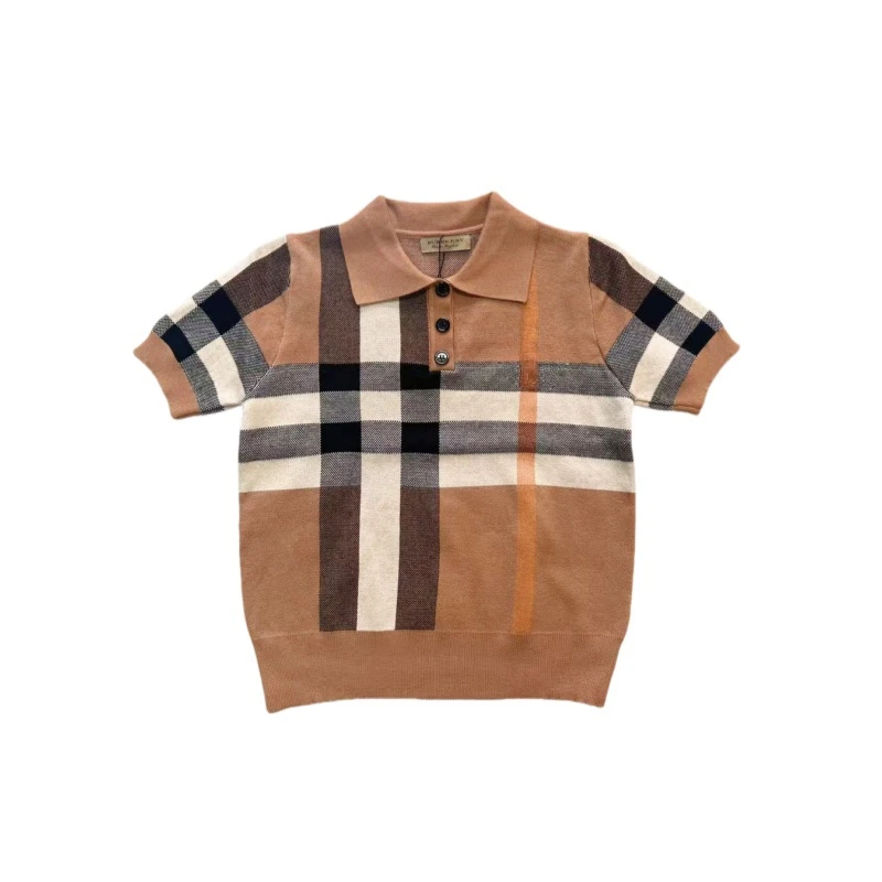 【宠粉专属】复古美式棕圆领独特设计感小个子格子针织衫TT5121