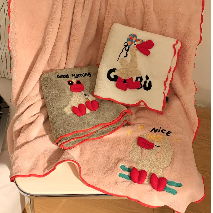 可爱浴巾女加大加厚柔软吸水速干家用裹巾大人洗澡浴巾情侣珊瑚绒