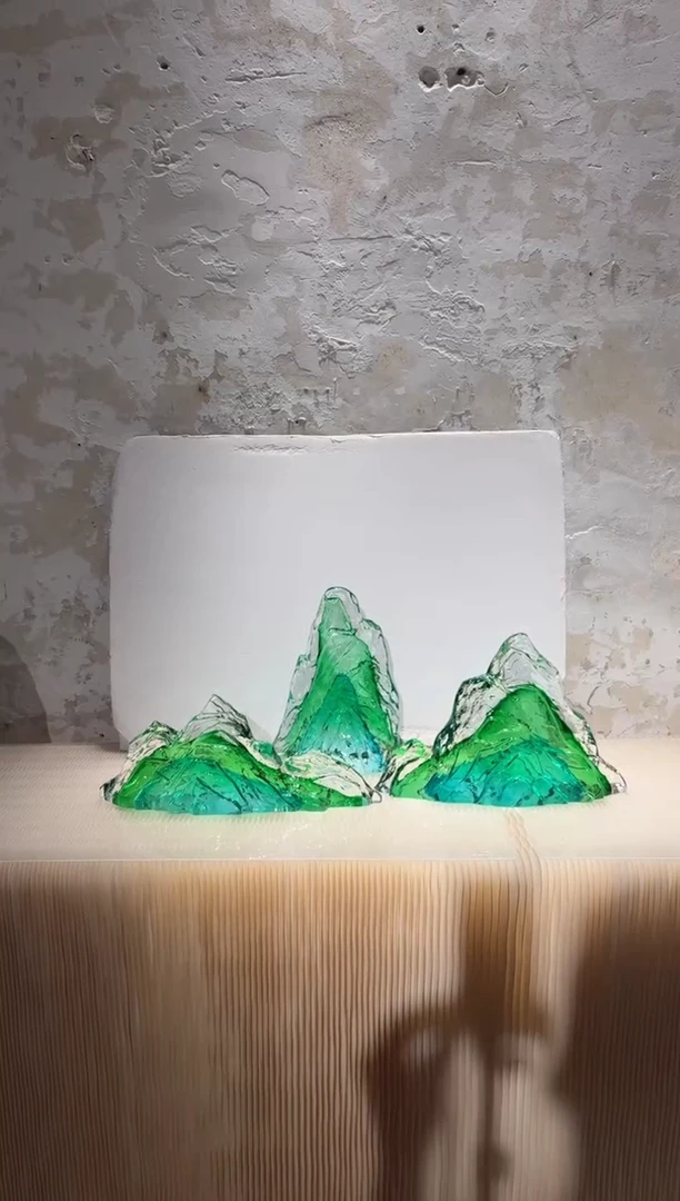 摆件璨石美学翡翠山一组艺术摆件