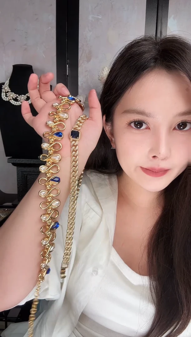 纯铜合金琉璃两条项链