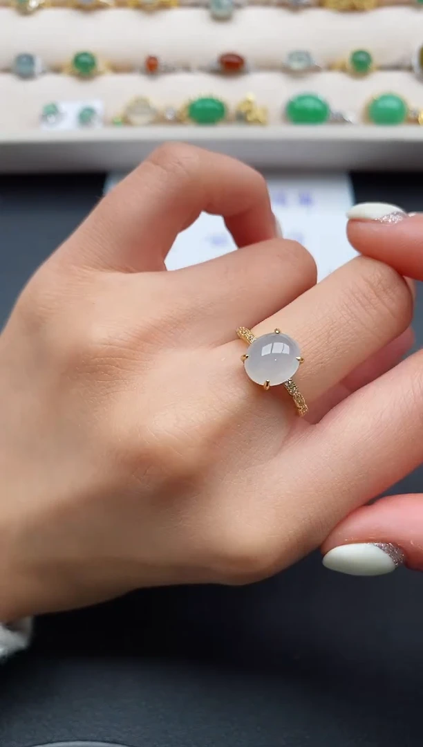 银S925镶嵌戒指翡翠5555555+7