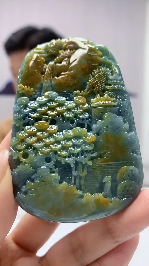 【闪购商品】定制翡翠未镶嵌4917kk-毛货挂件山水30