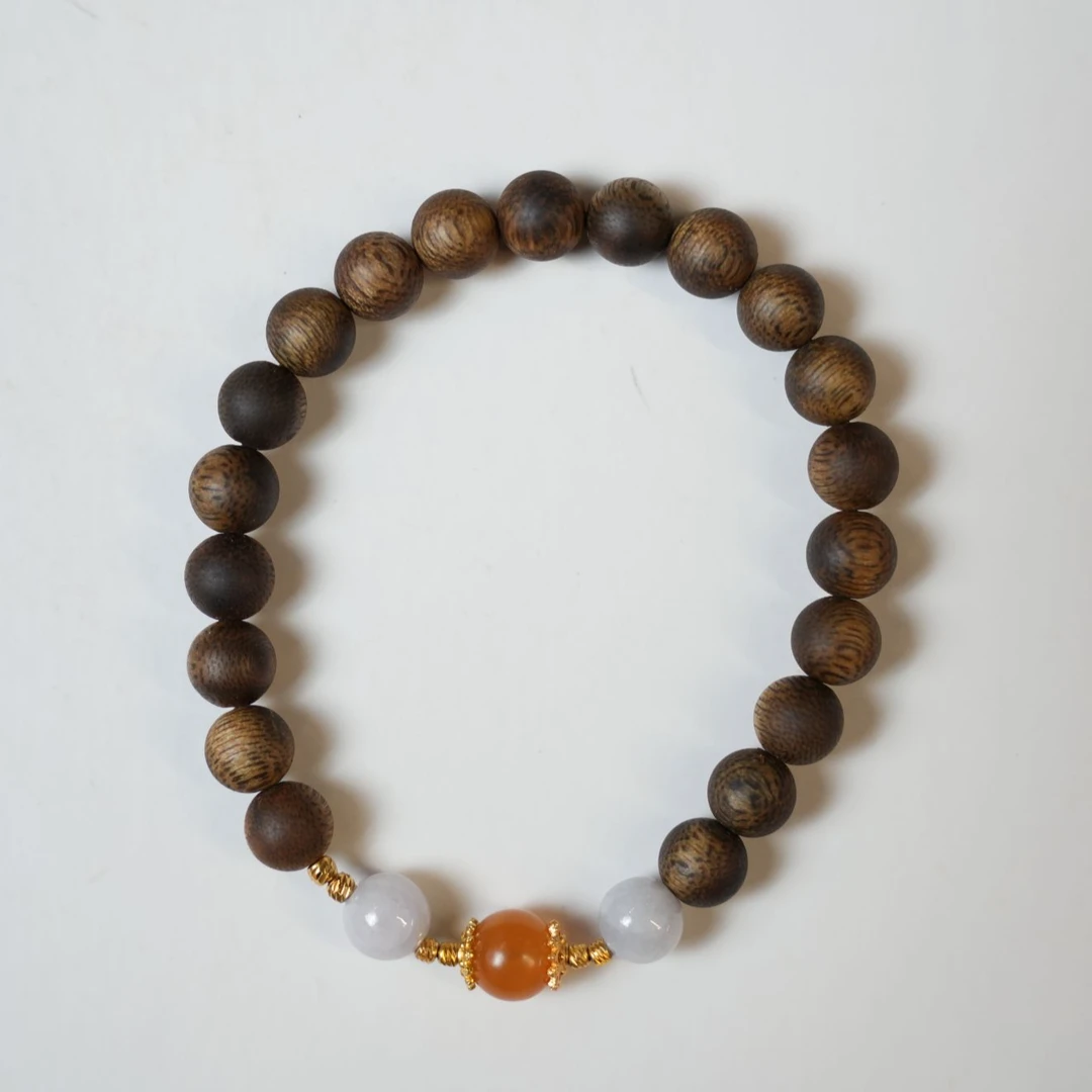 沉香【交个朋友专属】7mm棋楠沉香搭配蜜蜡单圈手串