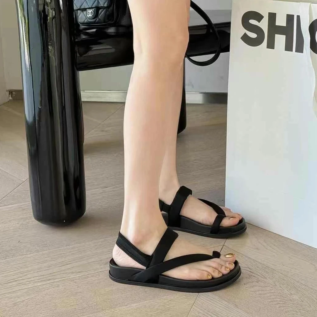 诗歌兰夹趾沙滩鞋女2025夏季新款百搭复古一脚蹬外穿轻便休闲凉鞋