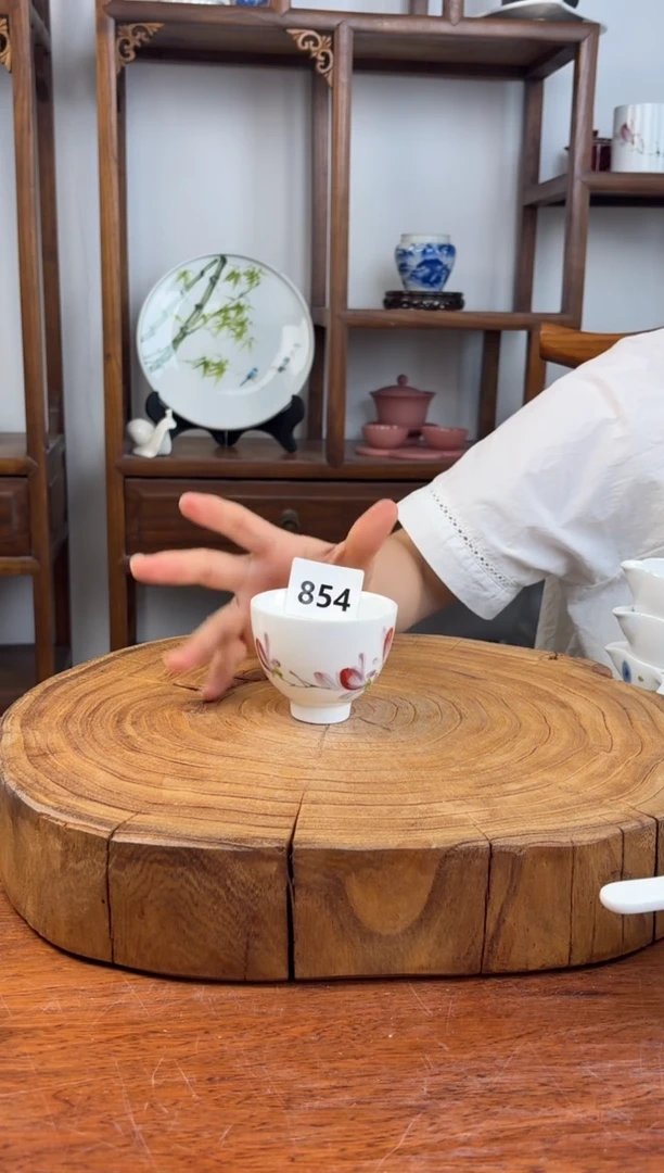 瓷片国韵瓷坊-手工手绘鸡心杯854