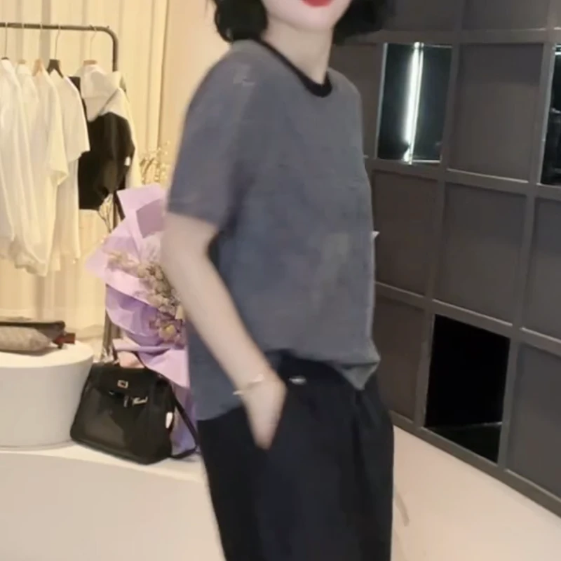 夏款圆领设计感时尚百搭短袖显瘦上衣款女LK2503240