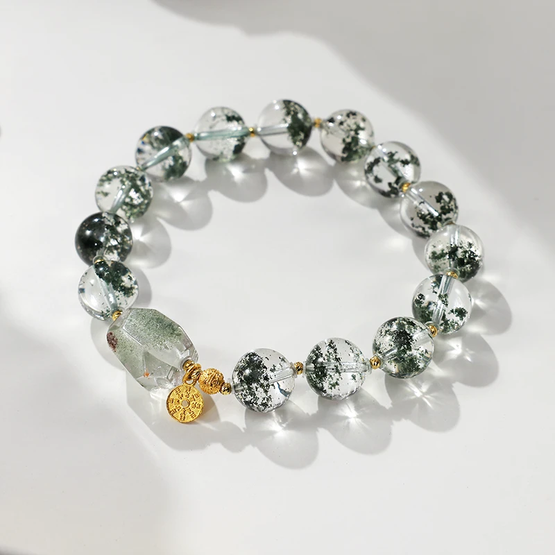 【一薪一亿】绿幽灵18K金天然水晶设计款手串