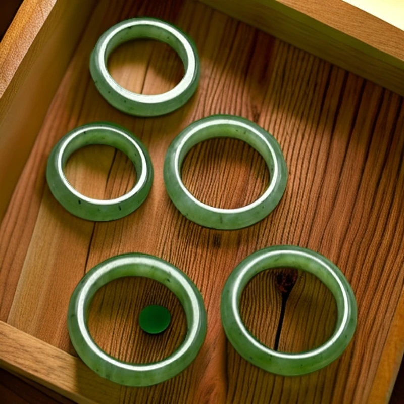 宜盛合和田玉碧玉芝麻糊戒圈男女同款个性时尚大方气质节日礼物