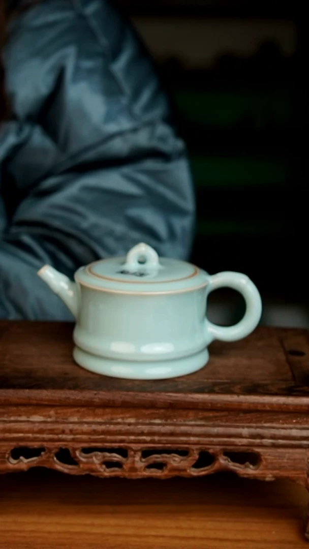 杯043号天青竹节壶微微不完美