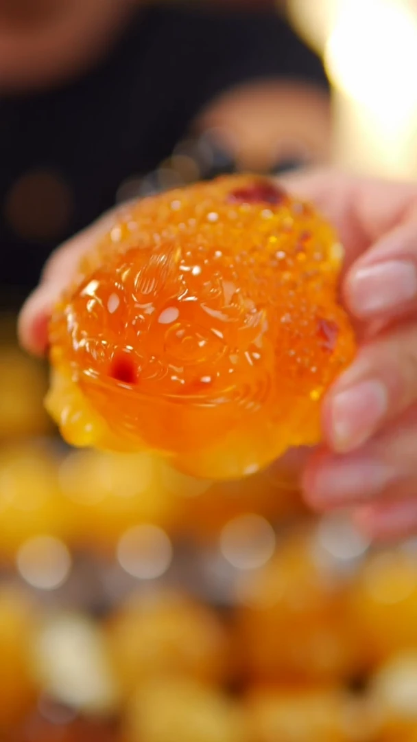 裸石琥珀未镶嵌焦皮金橘呱呱来财125.5