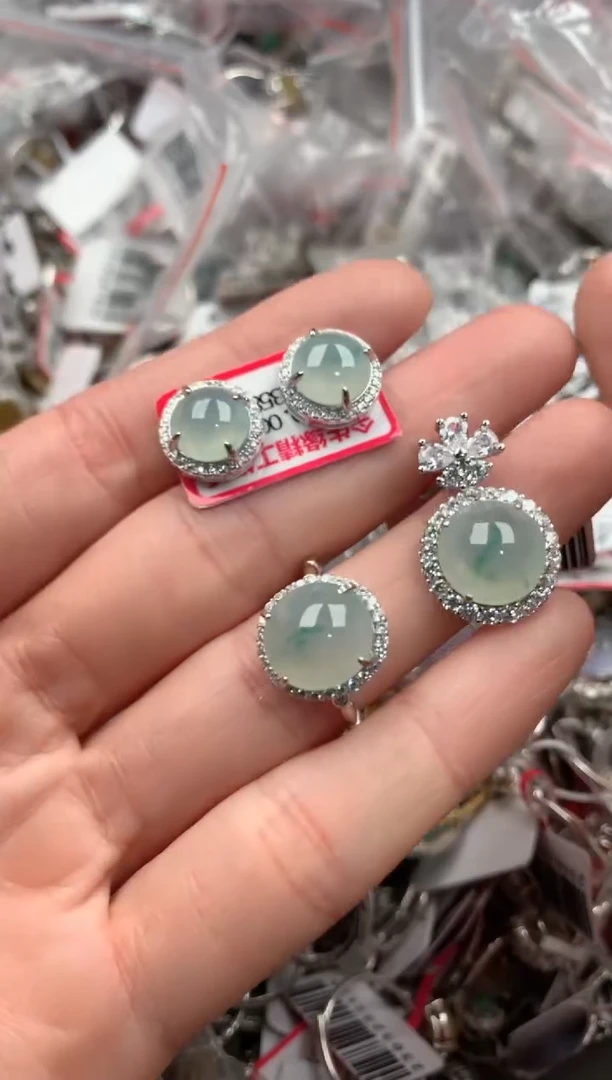 银S925镶嵌戒指翡翠444----3