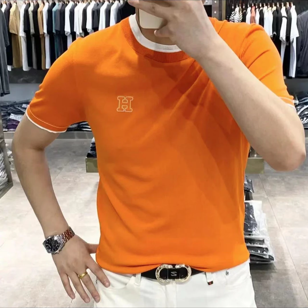 男士t恤2025夏季新款高品质莱赛尔针织衫-C03