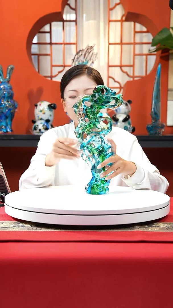 手工艺品琉璃欧碧色太湖石摆件