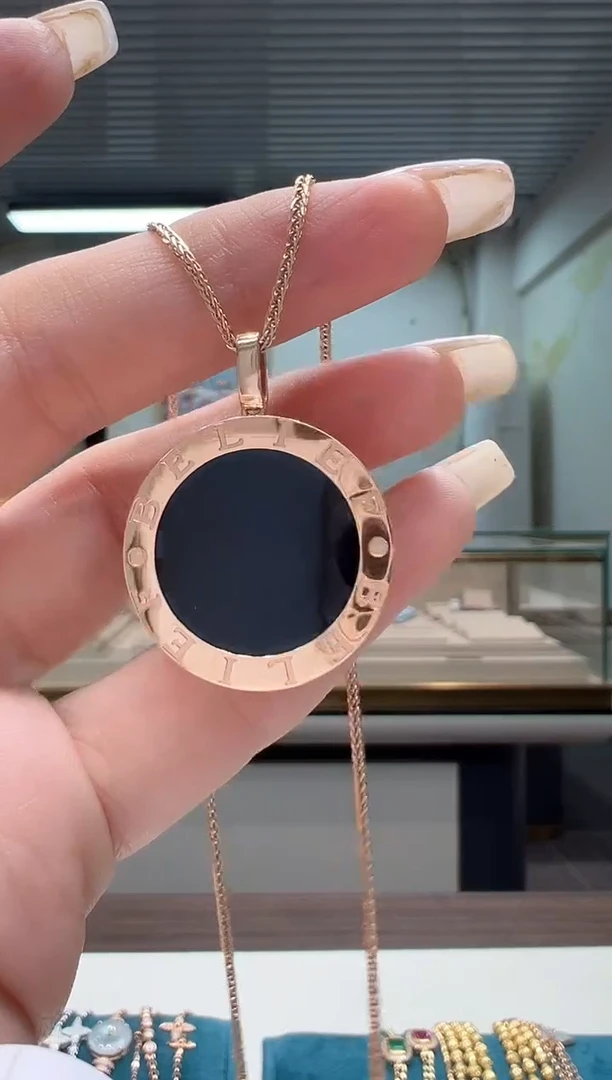 【闪购商品】玛瑙/玉髓吊坠(不含链)18K金镶嵌双面黑红大饼吊坠