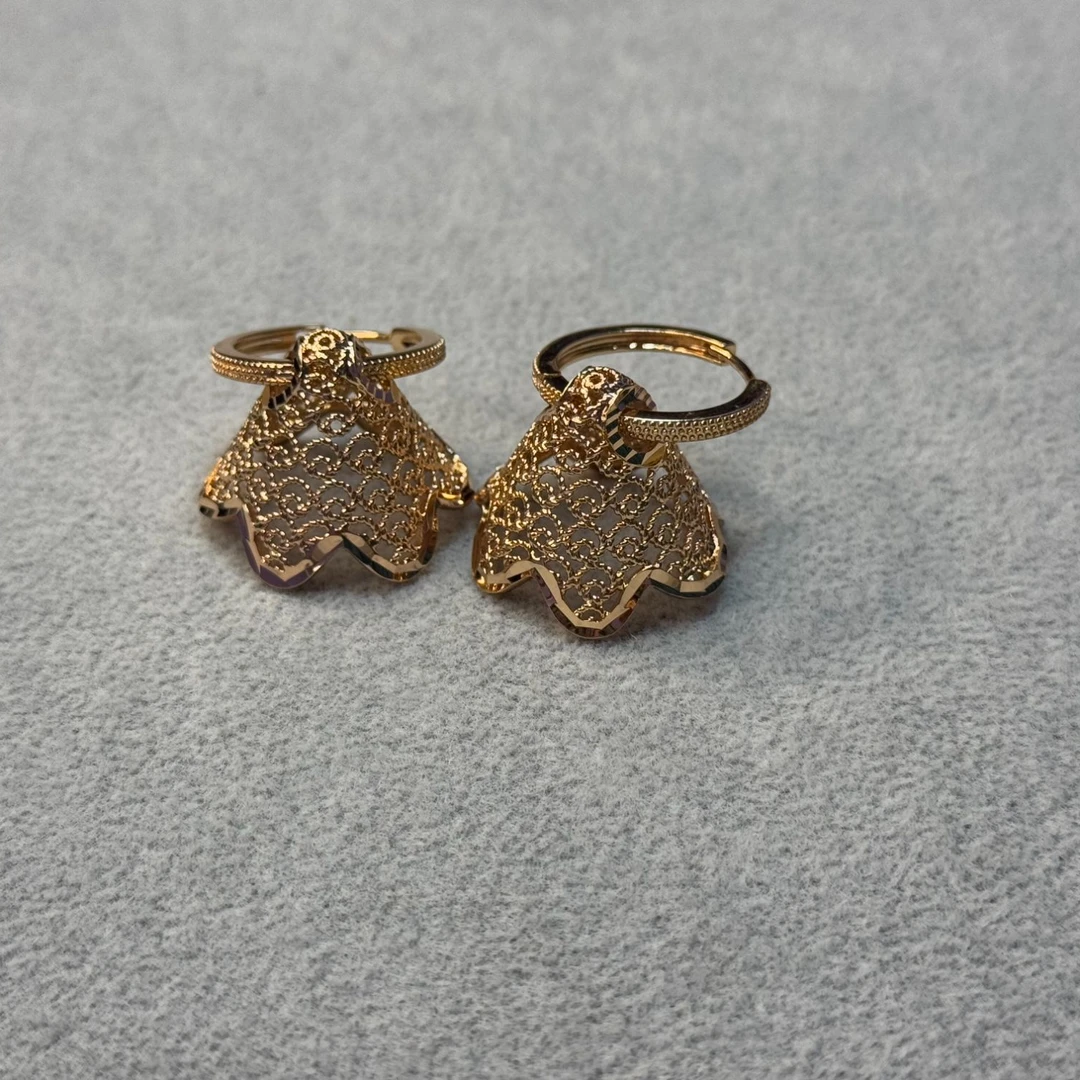 铜合金耳饰 立体异形裙边耳环0083