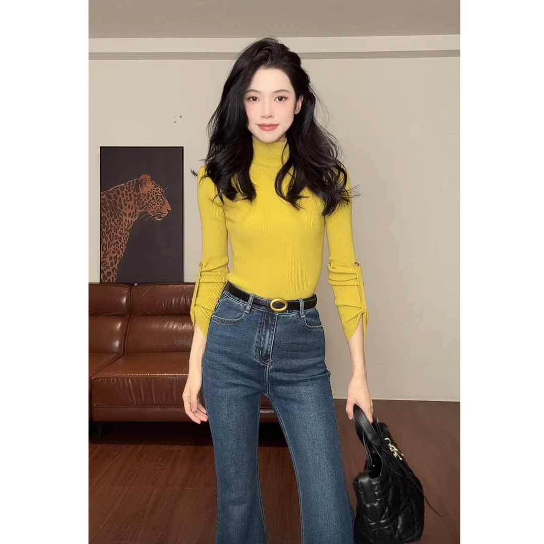 ZOUYASHIFA 半高领修身针织长袖打底衫 YSA89262