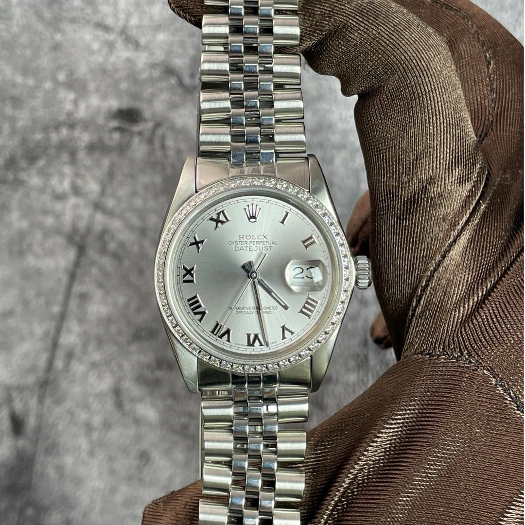 99新 Rolex/劳力士 日志A1152/银灰盘罗马刻钻圈/36表径
